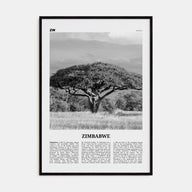 Zimbabwe Travel B&W Poster