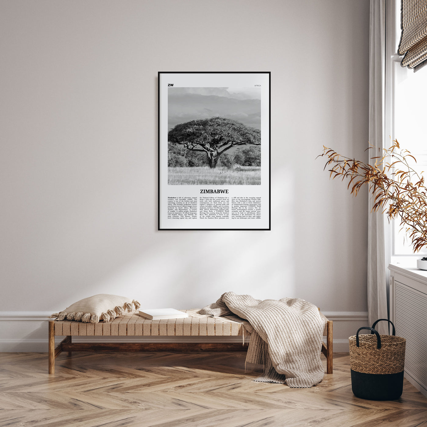 Zimbabwe Travel B&W Poster