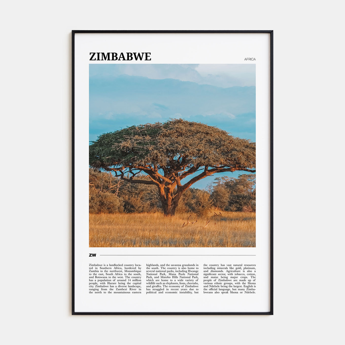 Zimbabwe Travel Color Poster