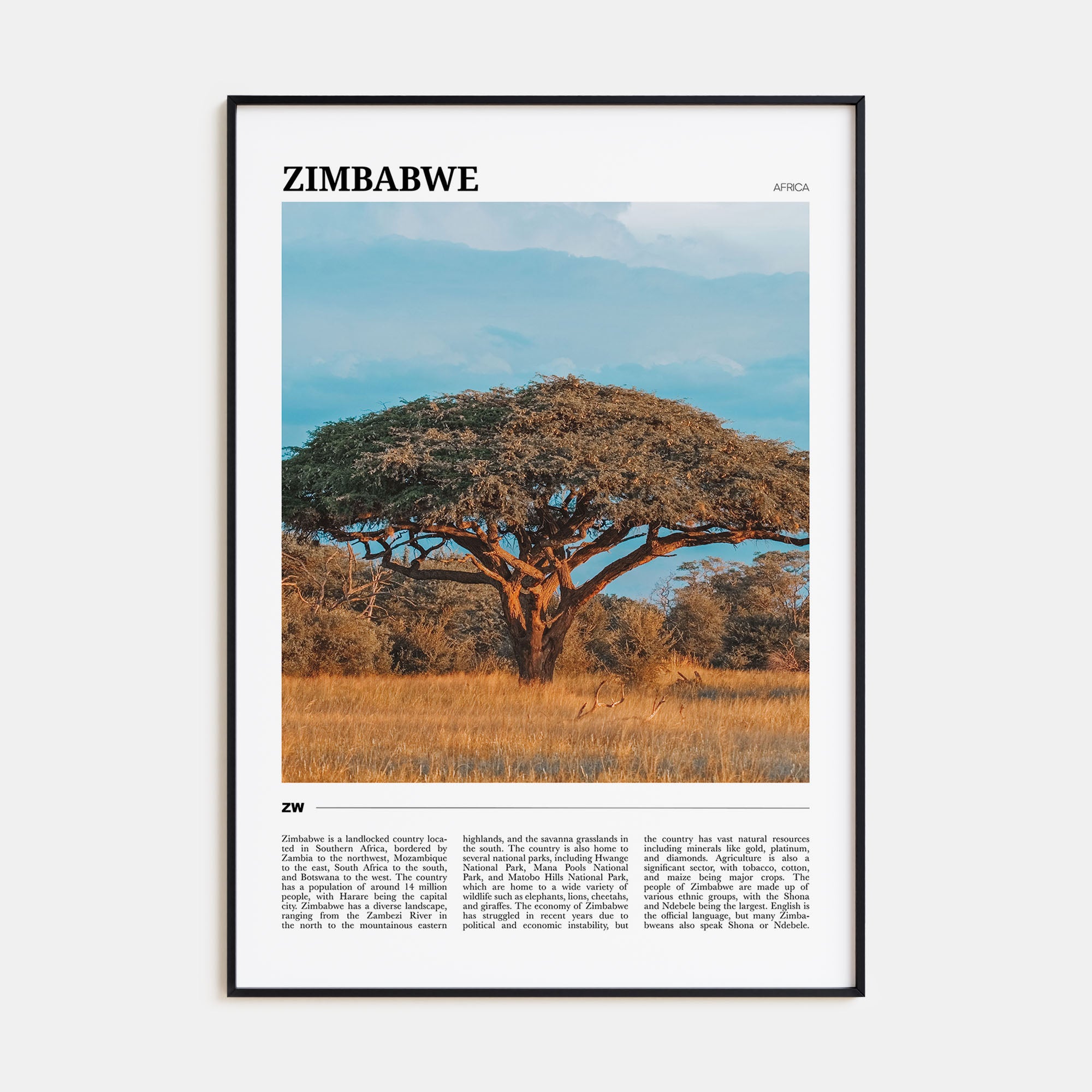 Zimbabwe Travel Color Poster
