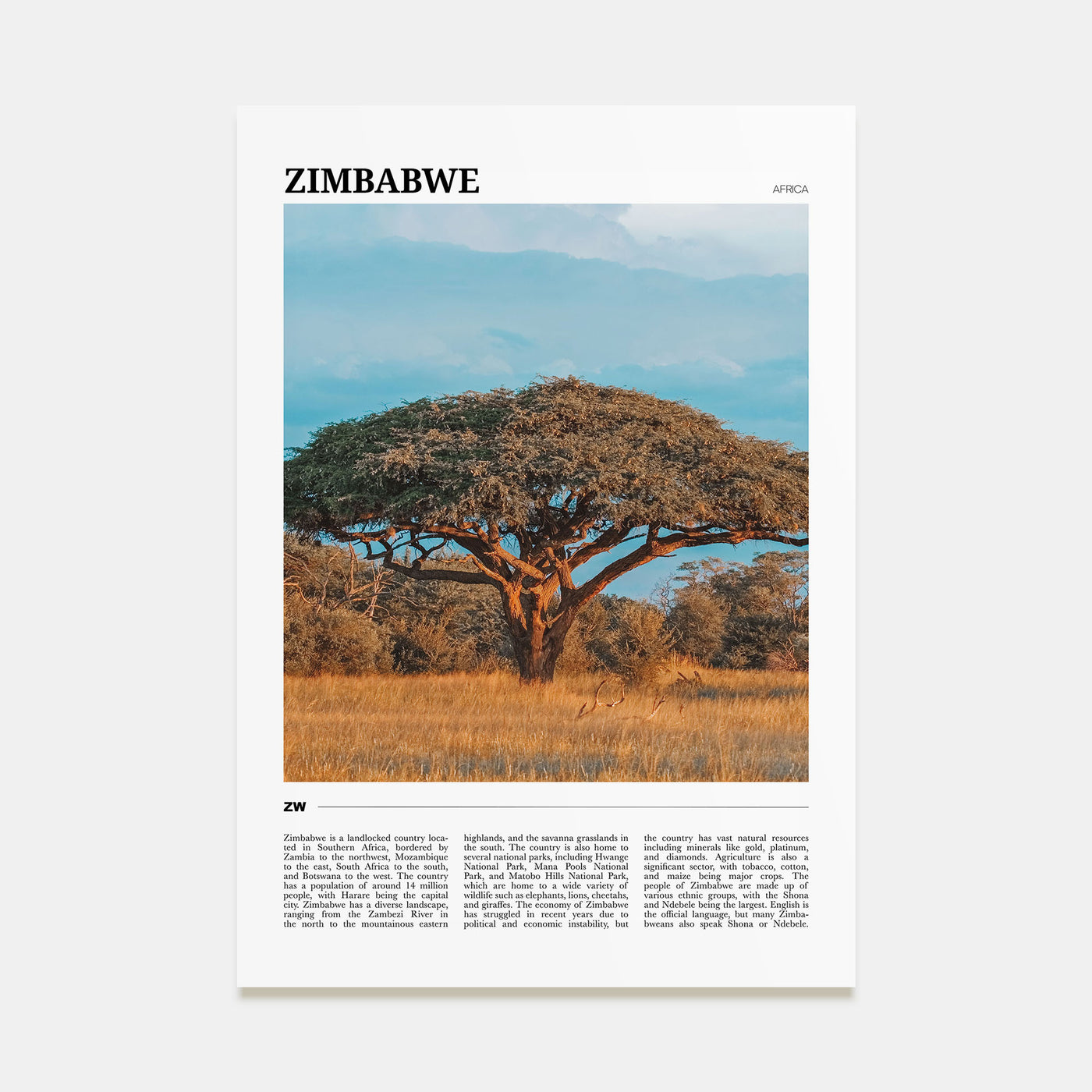 Zimbabwe Travel Color Poster