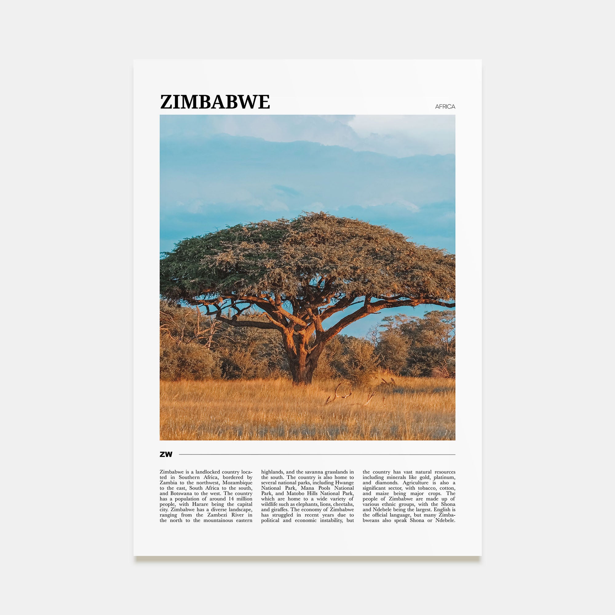 Zimbabwe Travel Color Poster