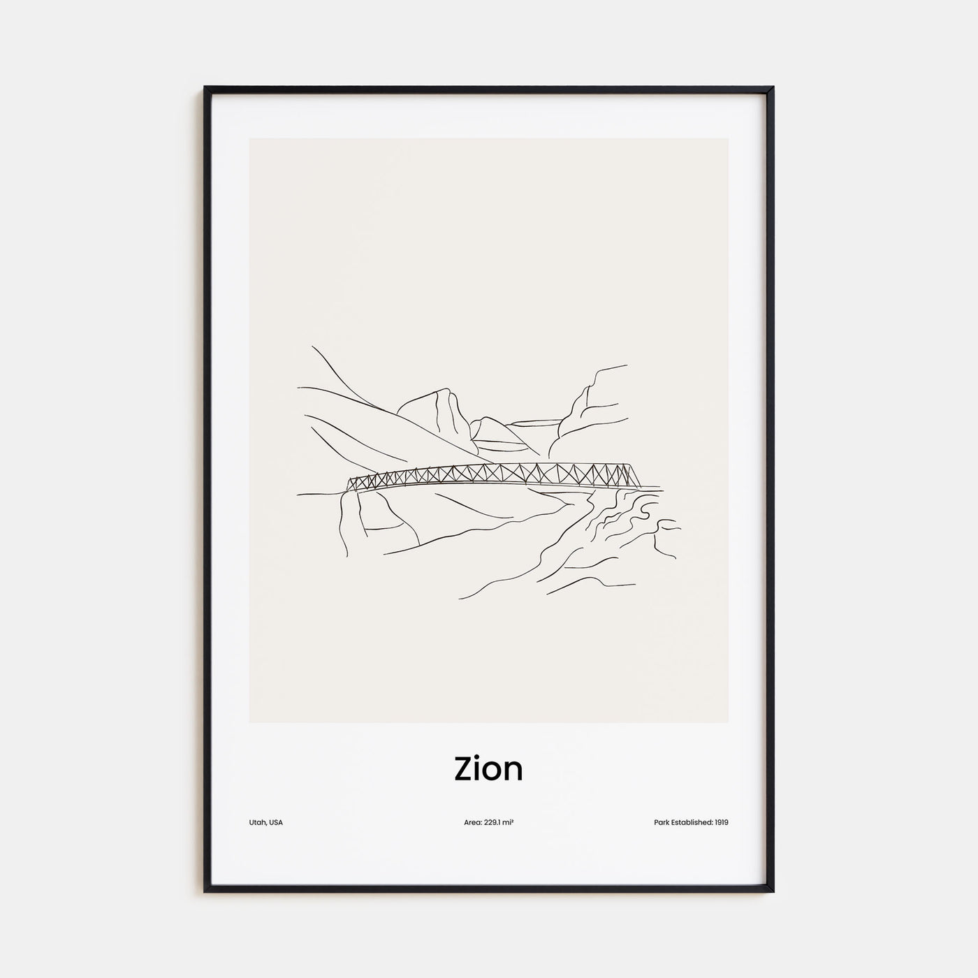 Zion National Park Drawn Poster