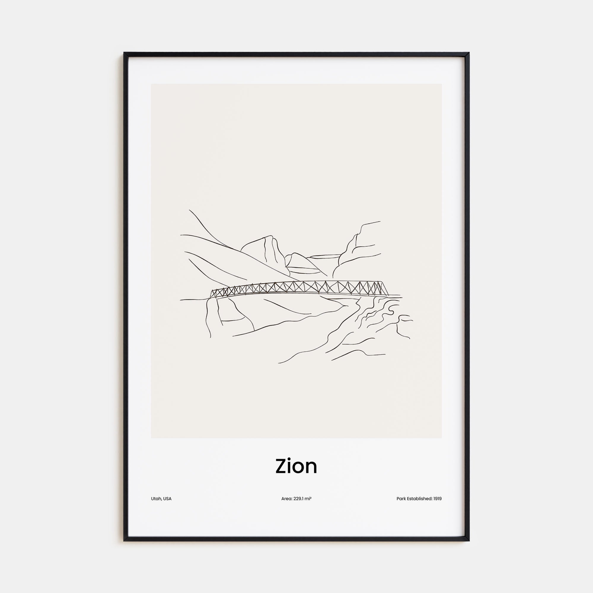 Zion National Park Drawn Poster