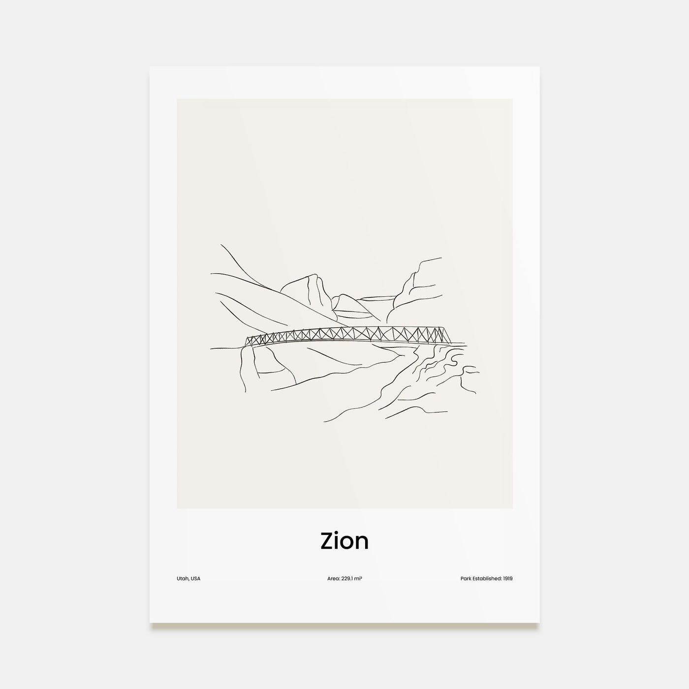 Zion National Park Drawn Poster