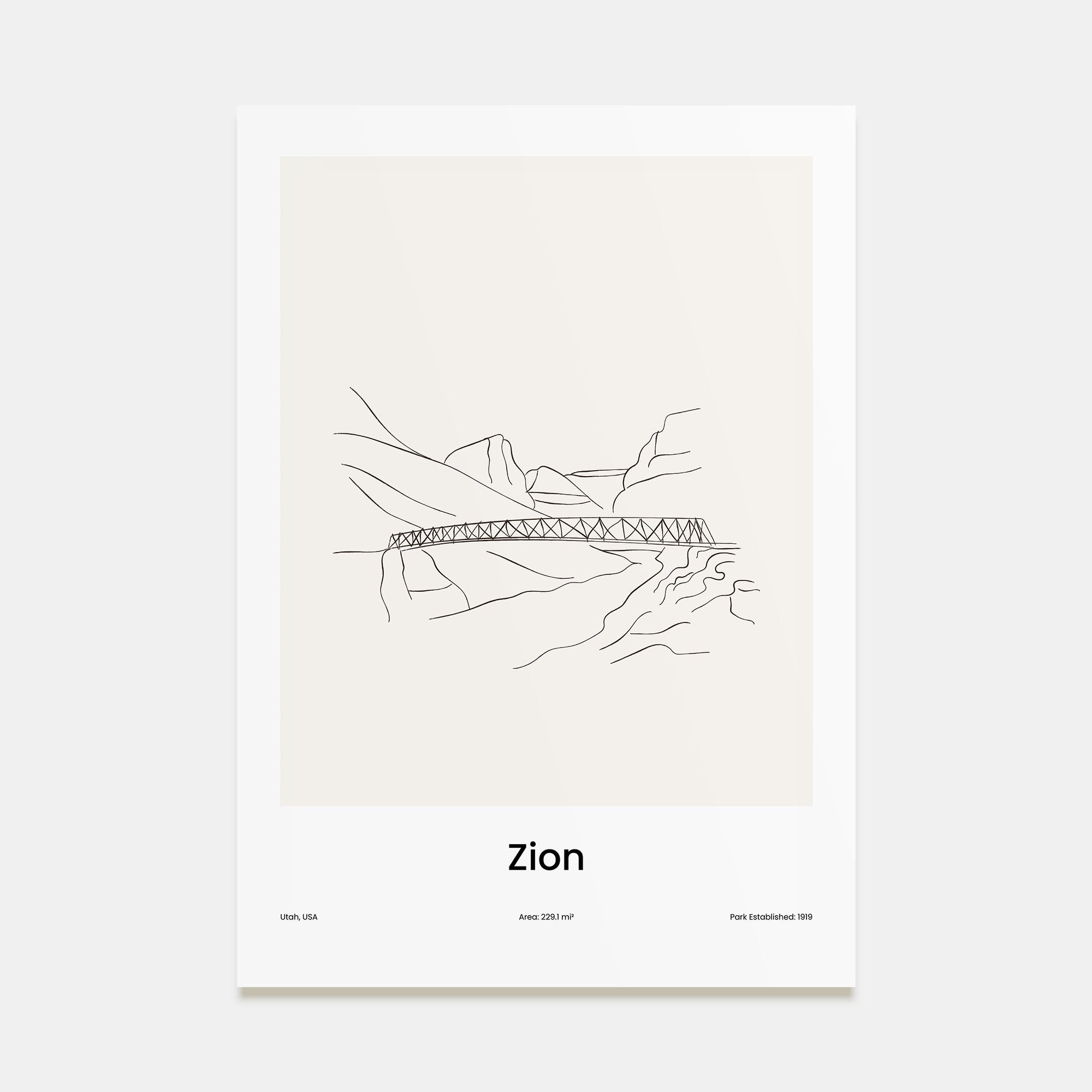 Zion National Park Drawn Poster