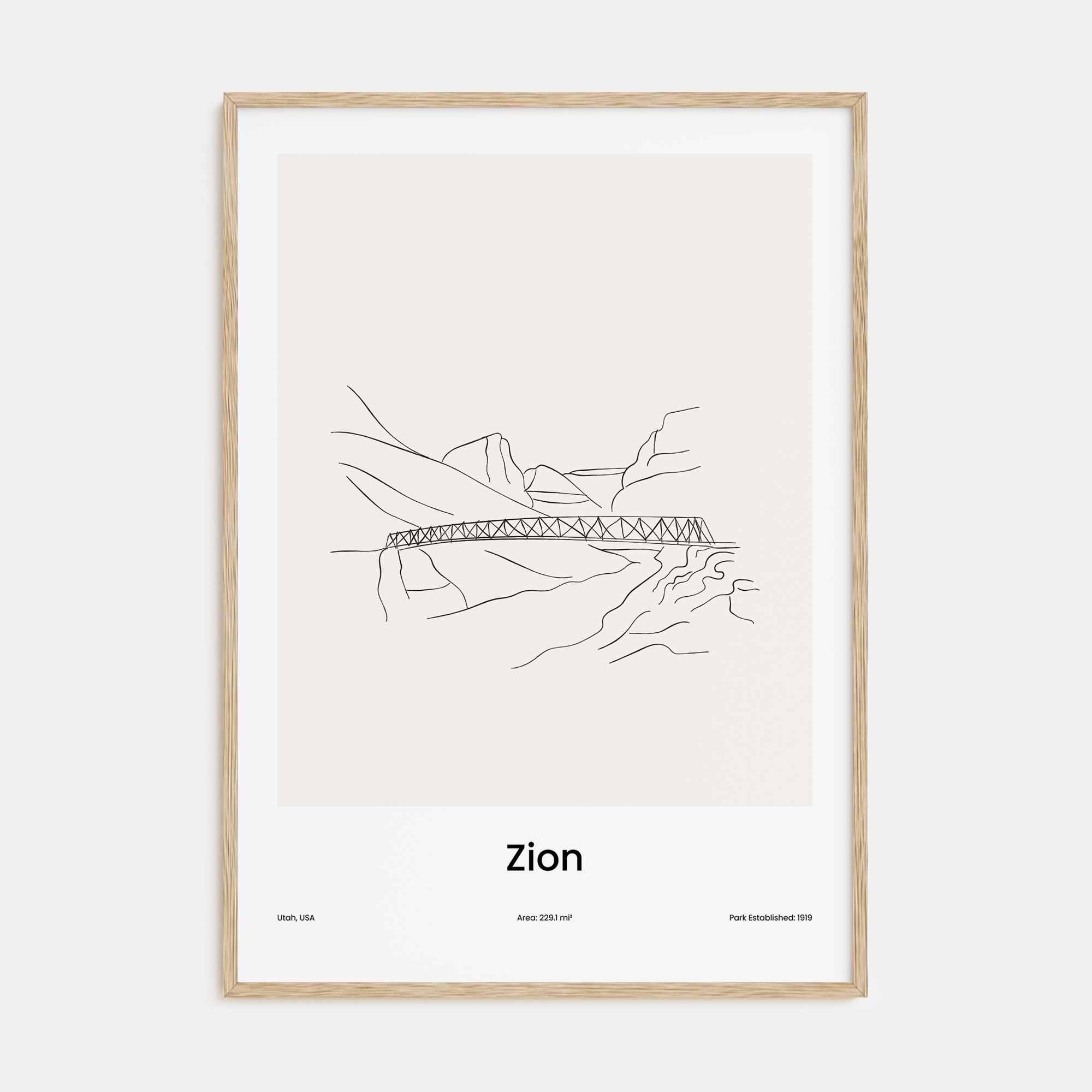 Zion National Park Drawn Poster