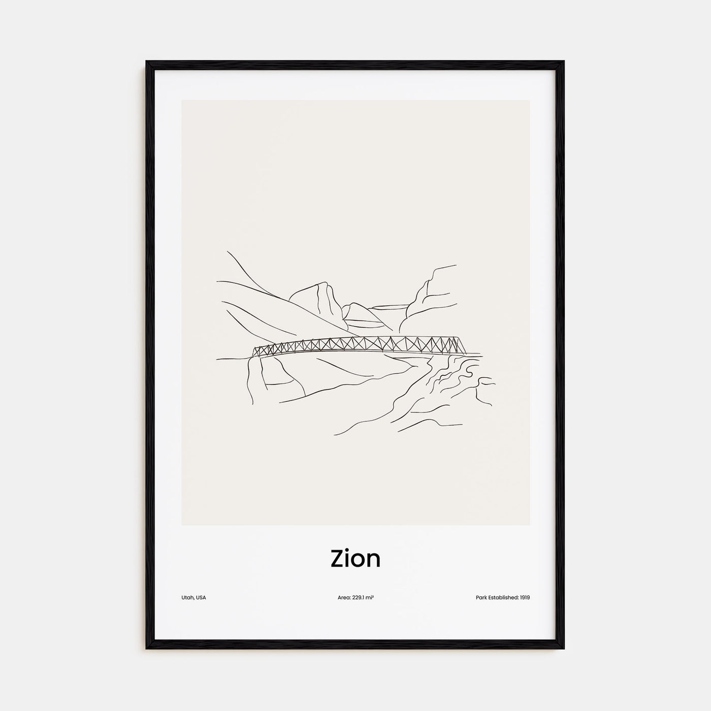 Zion National Park Drawn Poster