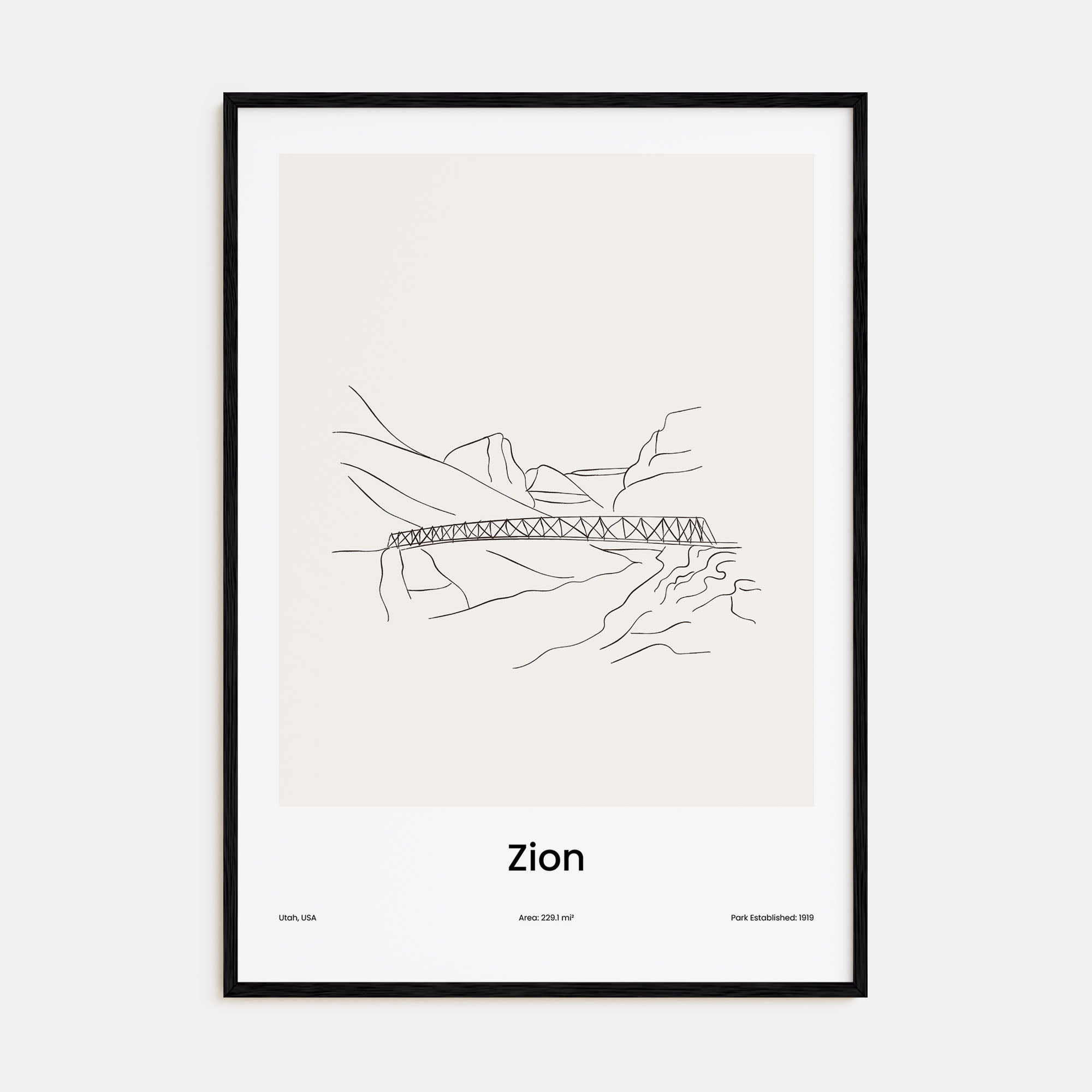 Zion National Park Drawn Poster