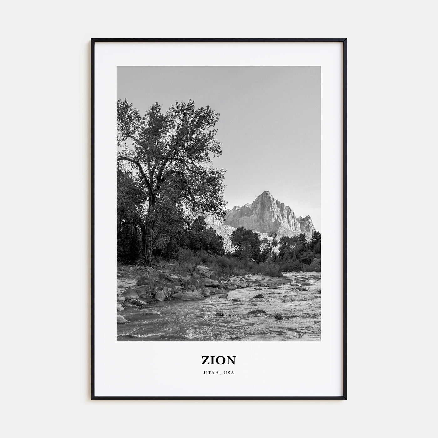 Zion National Park Portrait B&W Poster