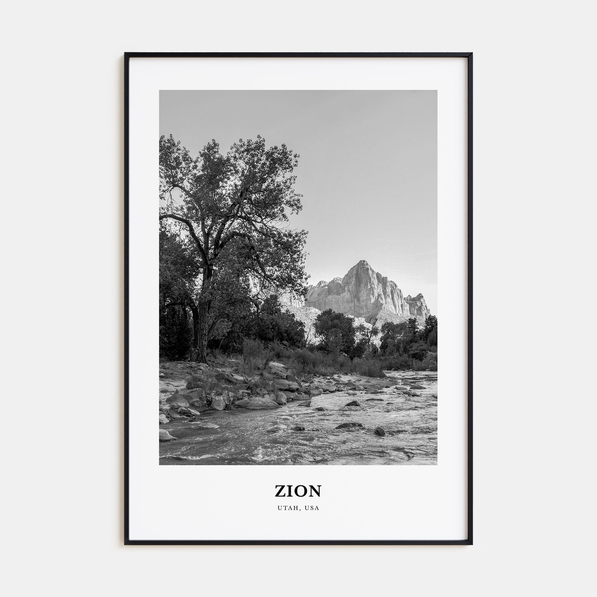 Zion National Park Portrait B&W Poster
