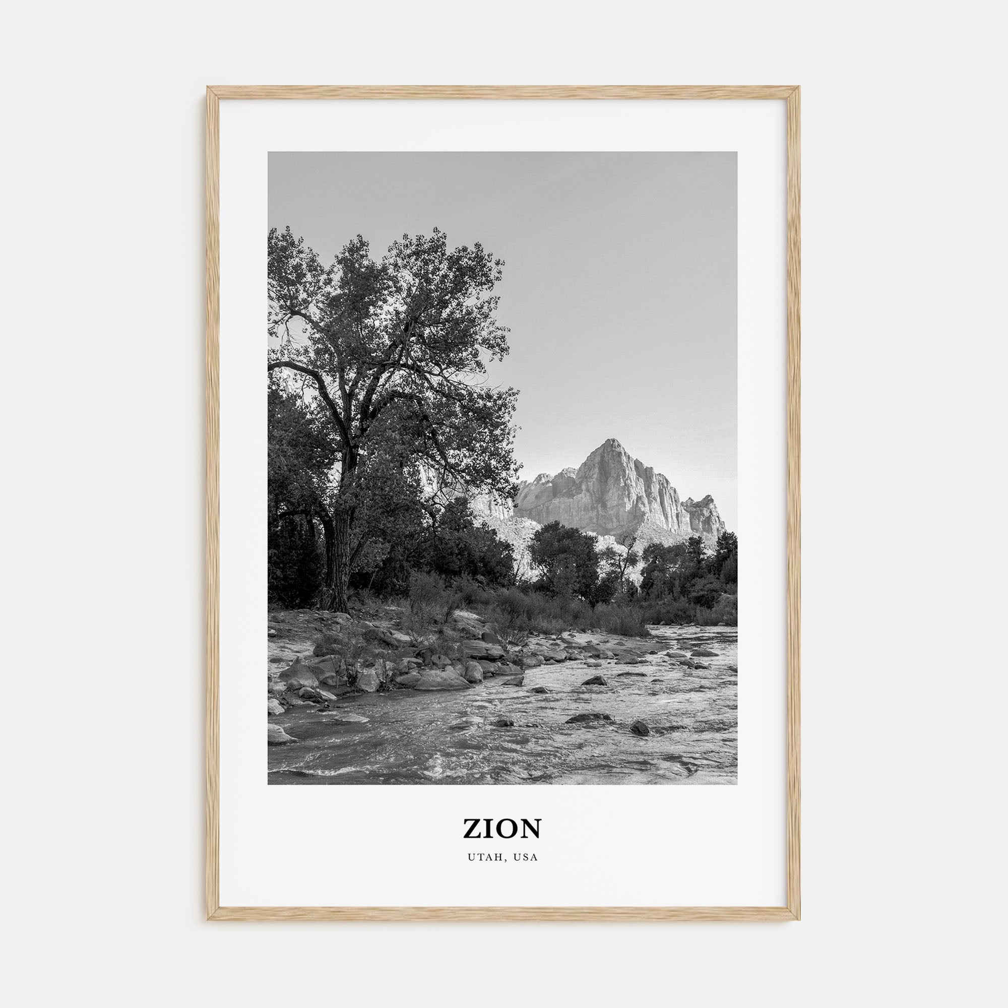 Zion National Park Portrait B&W Poster
