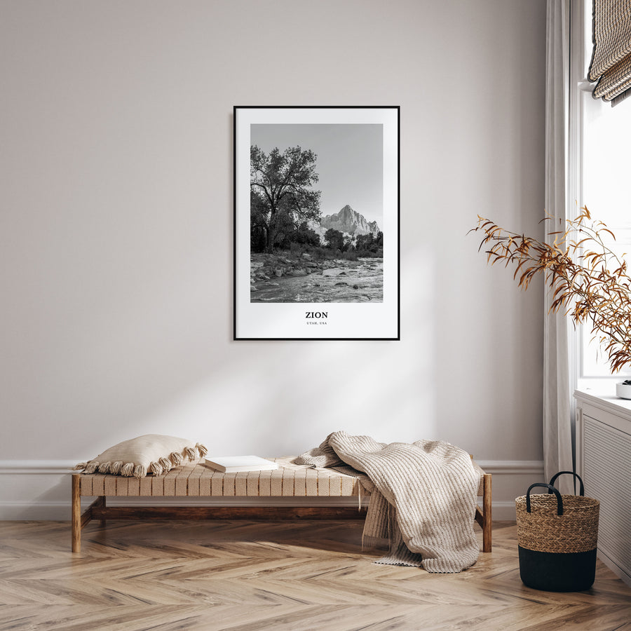 Zion National Park Portrait B&W Poster