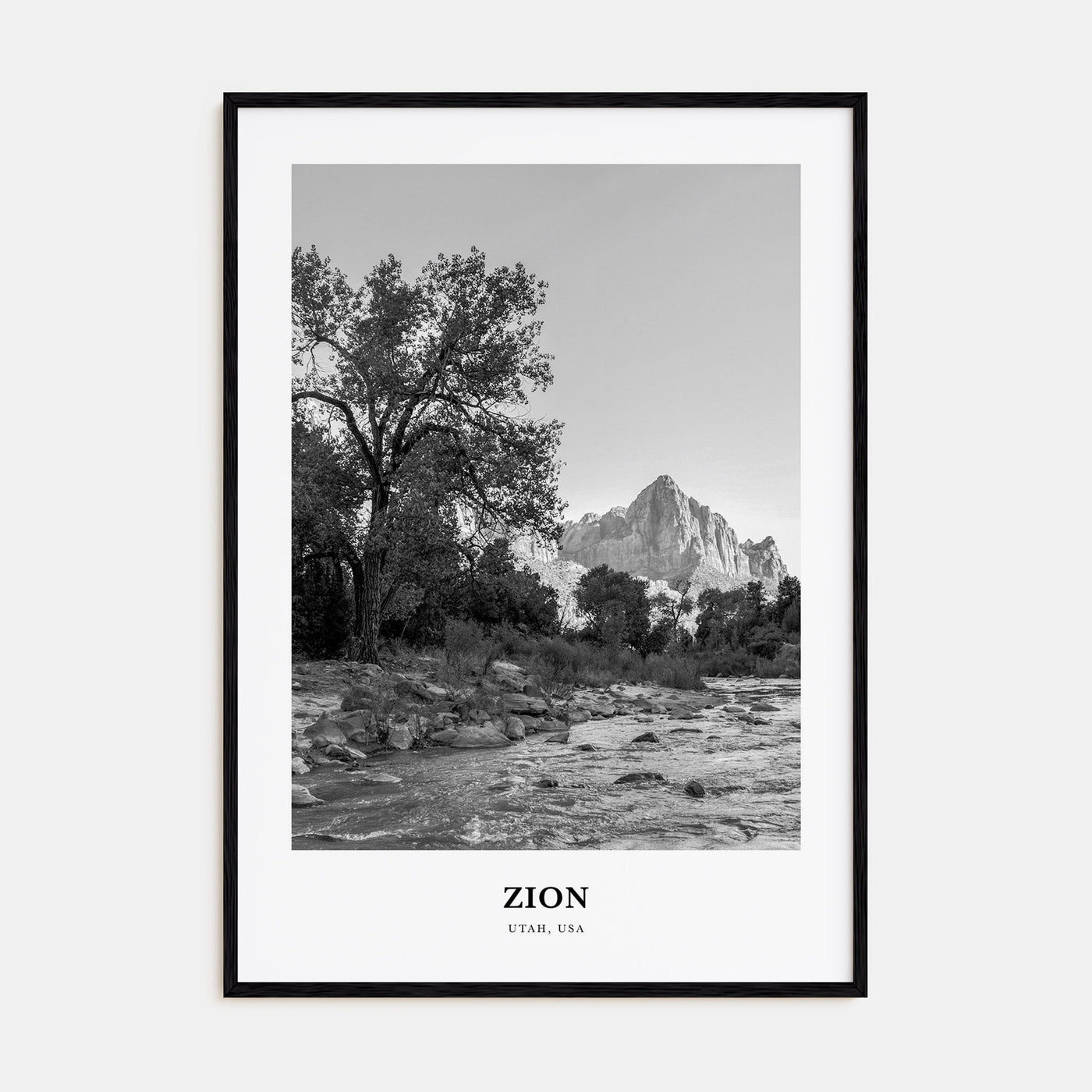 Zion National Park Portrait B&W Poster