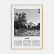 Zion National Park Travel B&W Poster