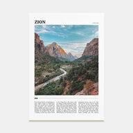 Zion National Park Travel Color Poster