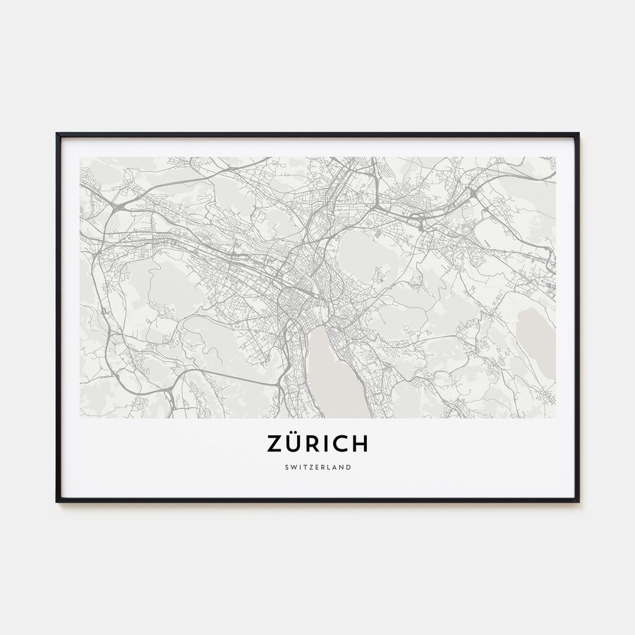 Zürich Map Landscape Poster