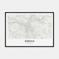 Zürich Map Landscape Poster