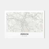 Zürich Map Landscape Poster