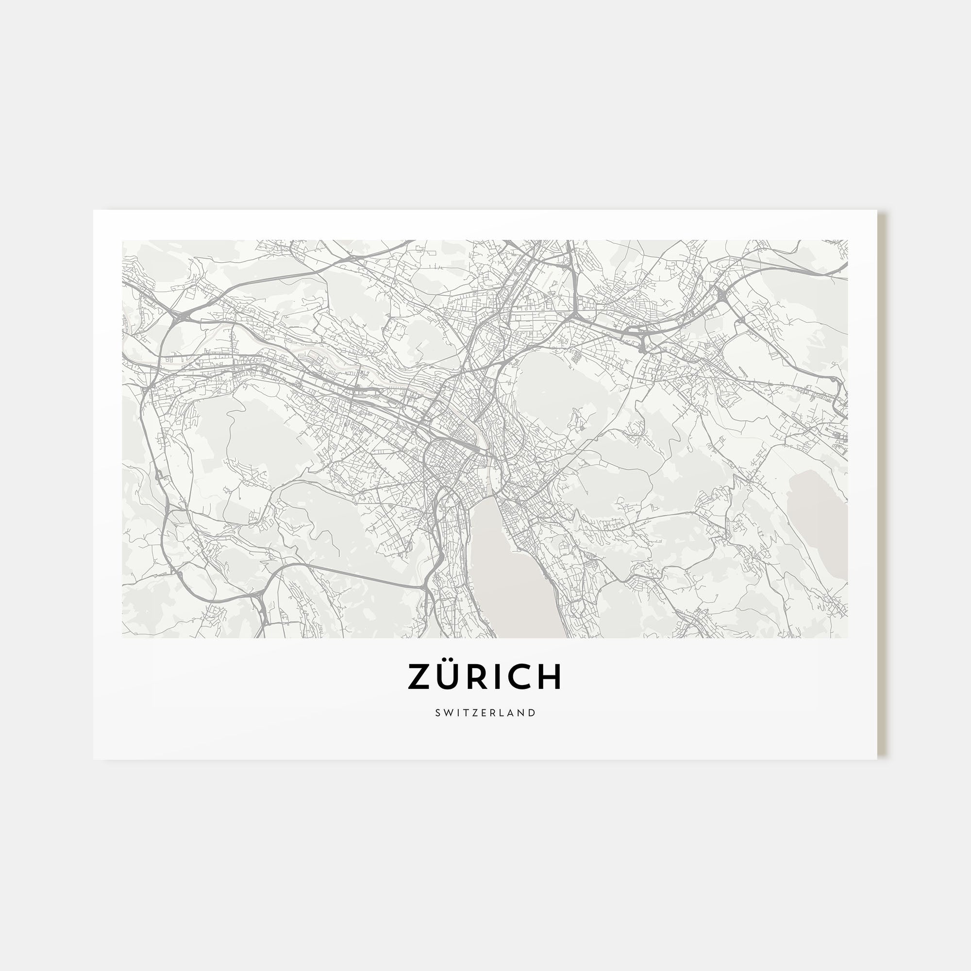 Zürich Map Landscape Poster