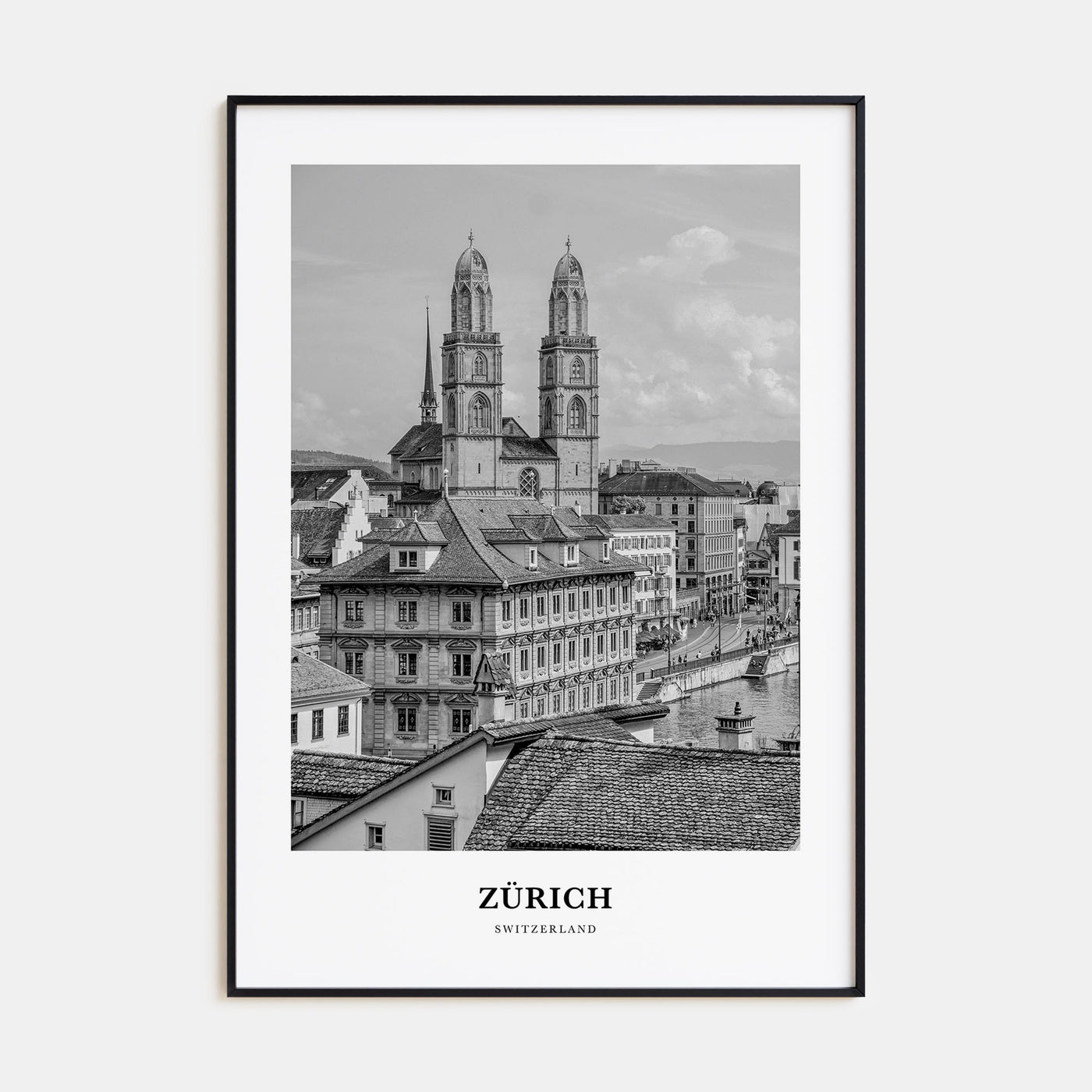 Zürich Portrait B&W Poster