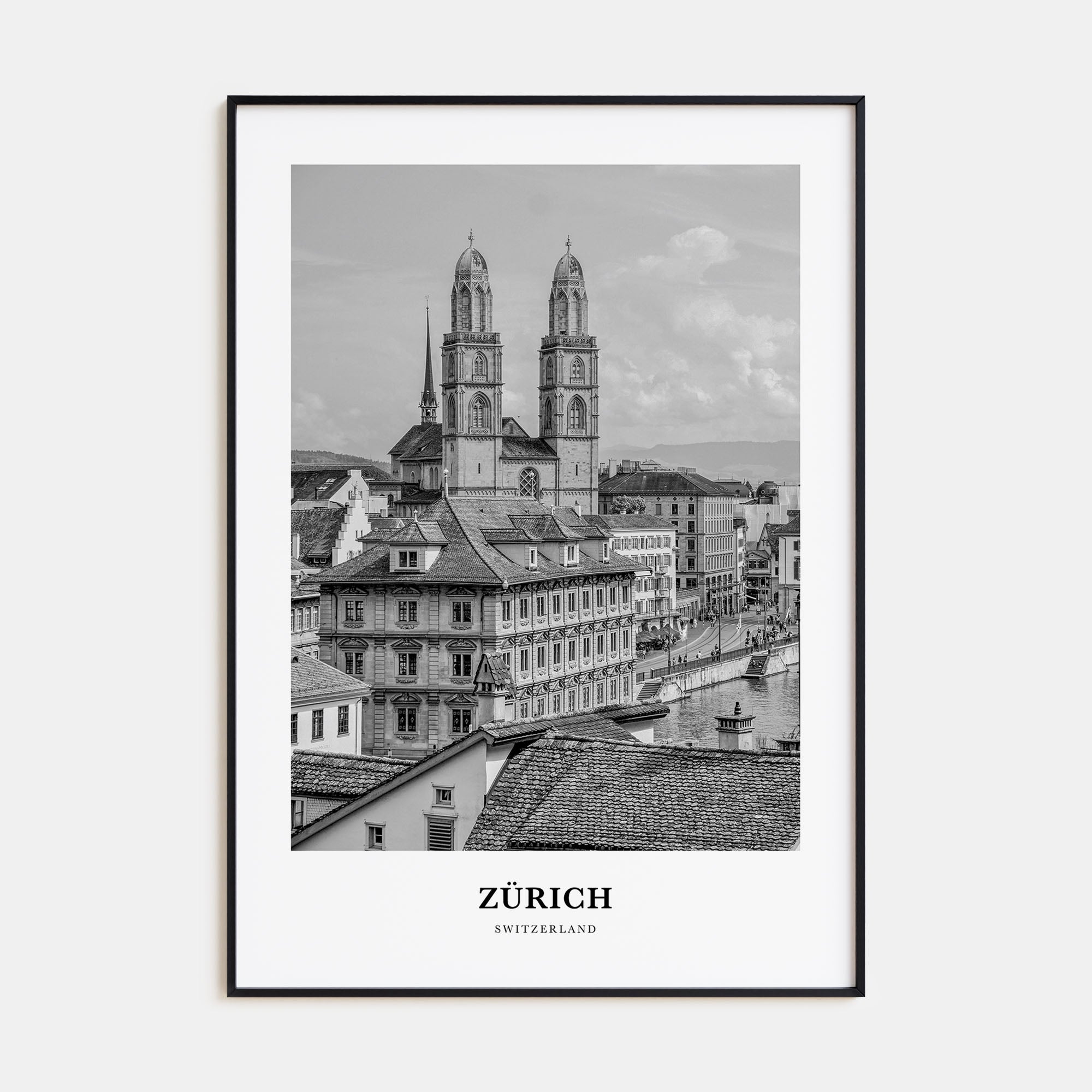 Zürich Portrait B&W Poster