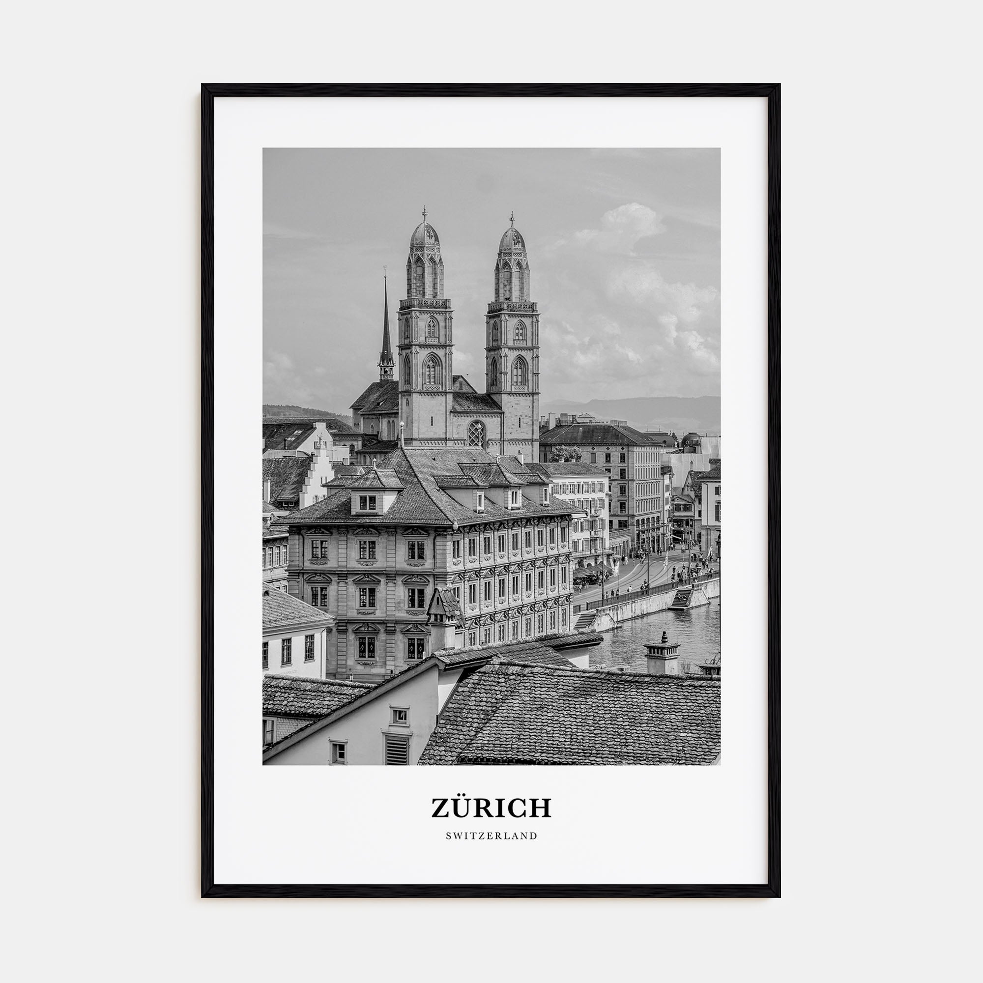 Zürich Portrait B&W Poster