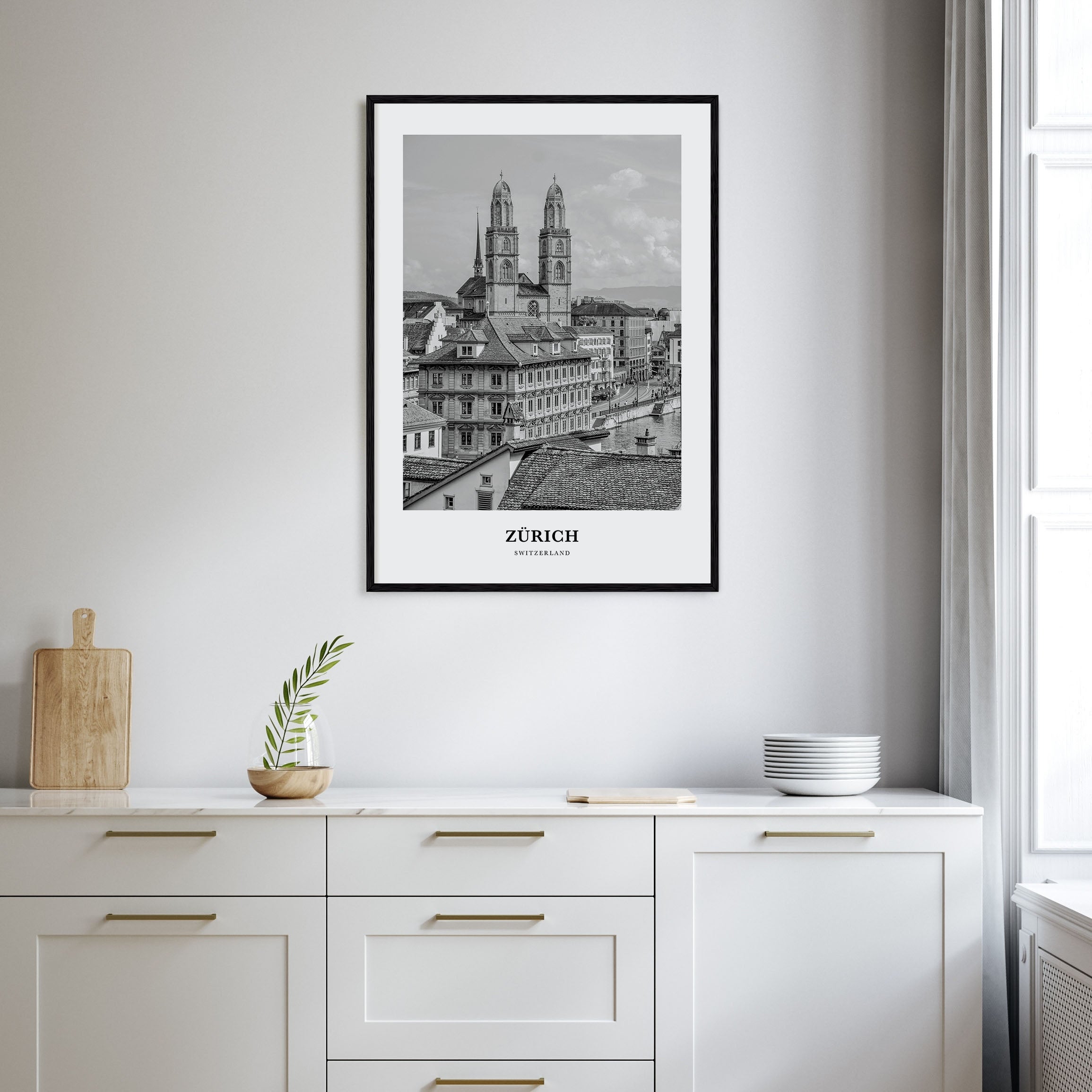 Zürich Portrait B&W Poster
