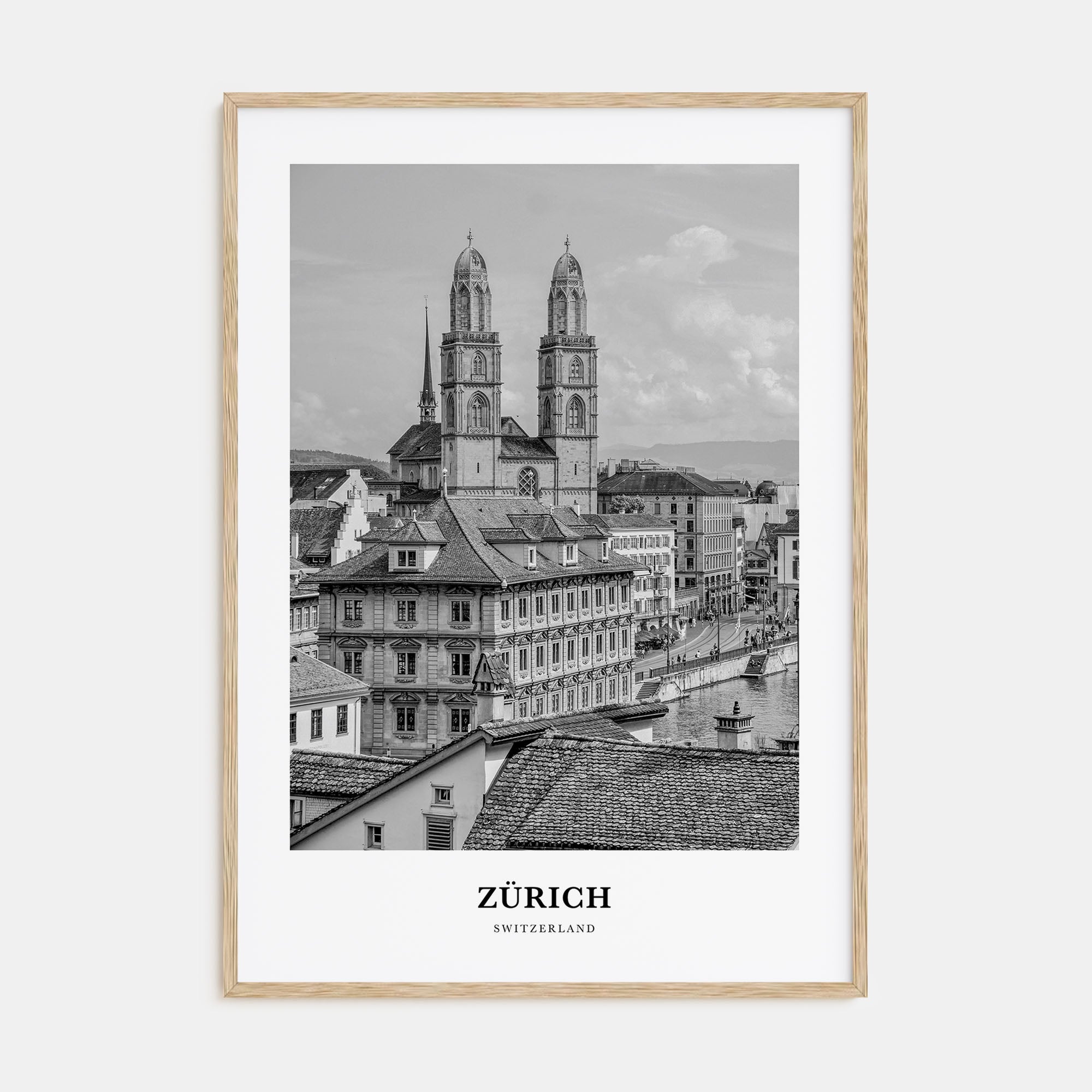 Zürich Portrait B&W Poster