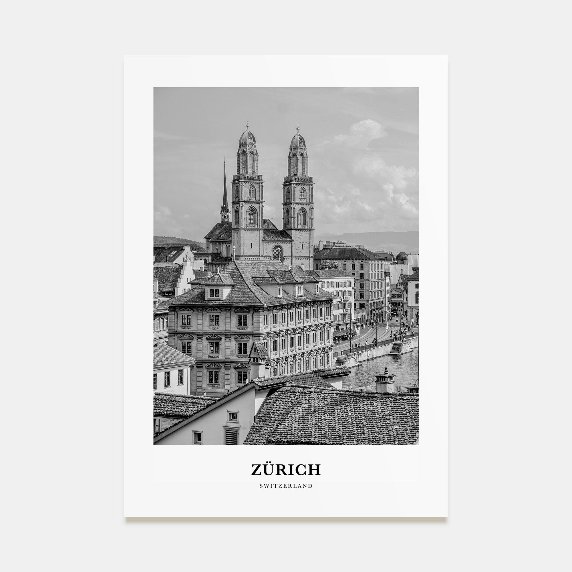 Zürich Portrait B&W Poster
