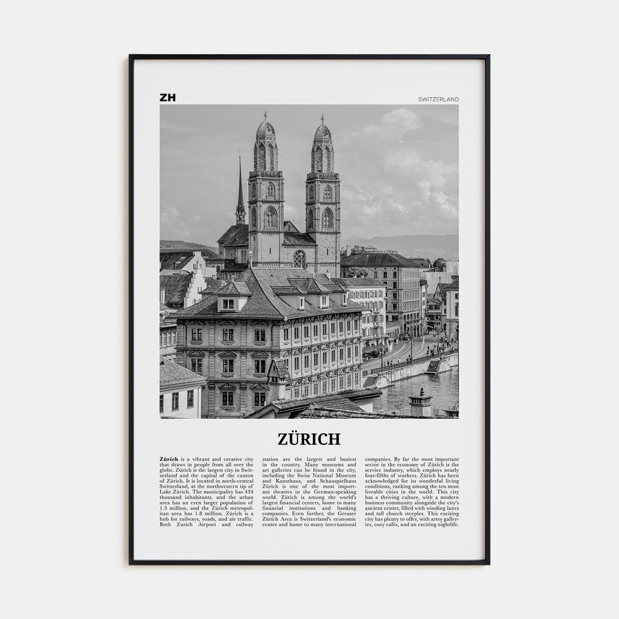 Zürich Travel B&W Poster